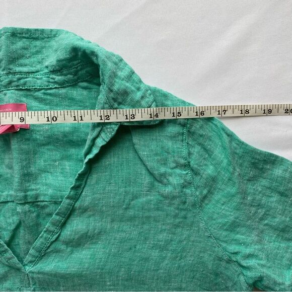 NWOT Isaac Mizrahi New York Teal Coastal Linen Top Size Small - Picture 8 of 11